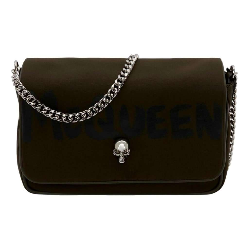 Alexander McQueen Alexander McQueen Army Green Nylon Graffiti Skull Shoulder Bag Green Never worn - Front View