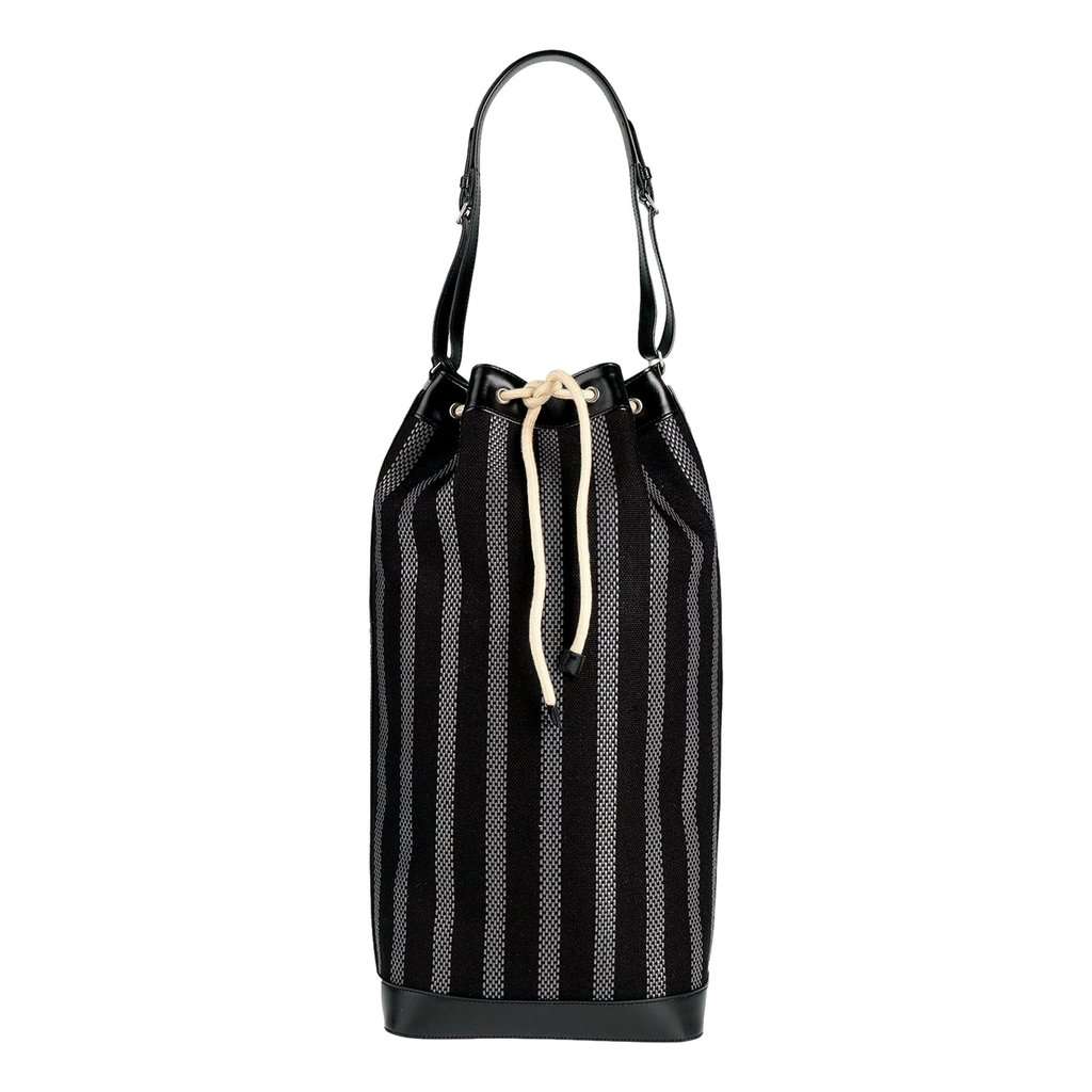 Saint Laurent Saint Laurent Canvas Leather Trim Oversized Drawstring Bucket Bag Black Black Leather Never worn - Inside View