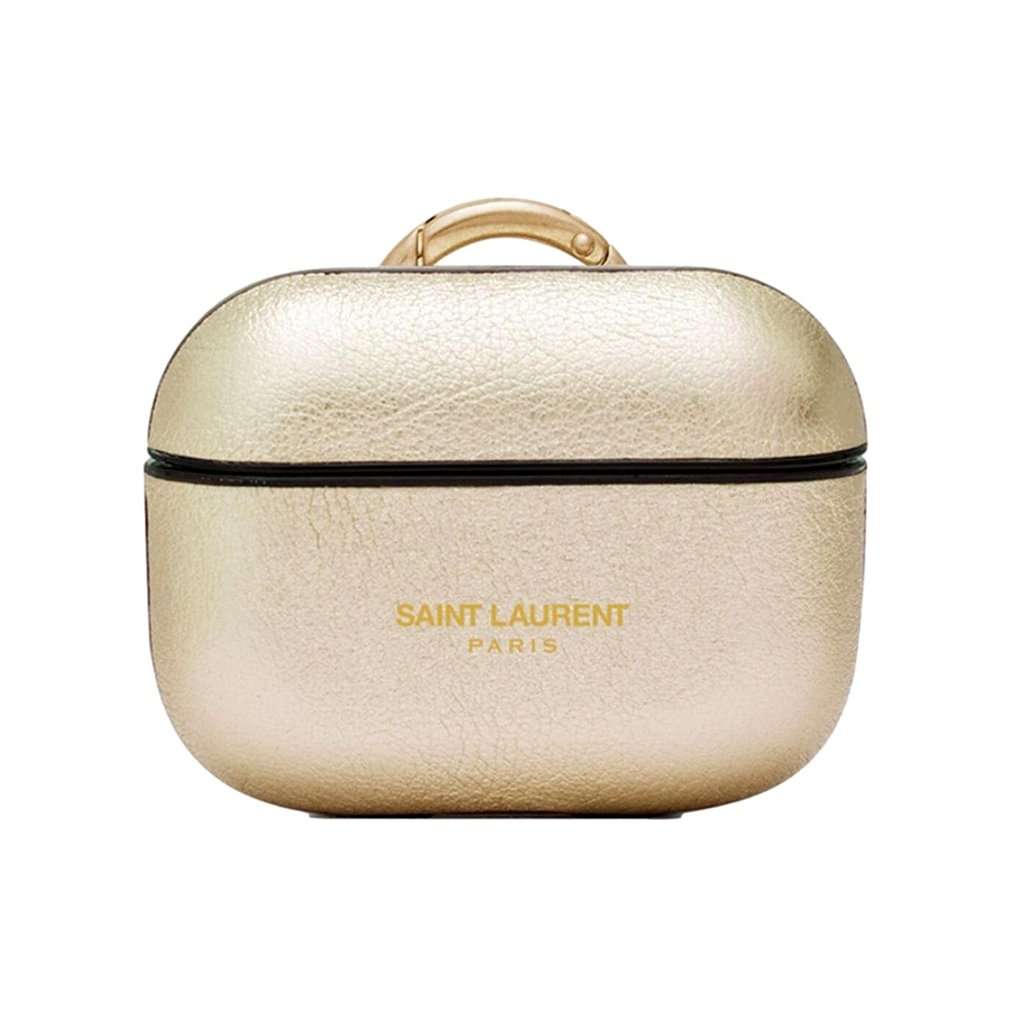 Saint Laurent Saint Laurent Metallic Gold Leather Airpods Pro Case Gold Leather Never worn - Front View