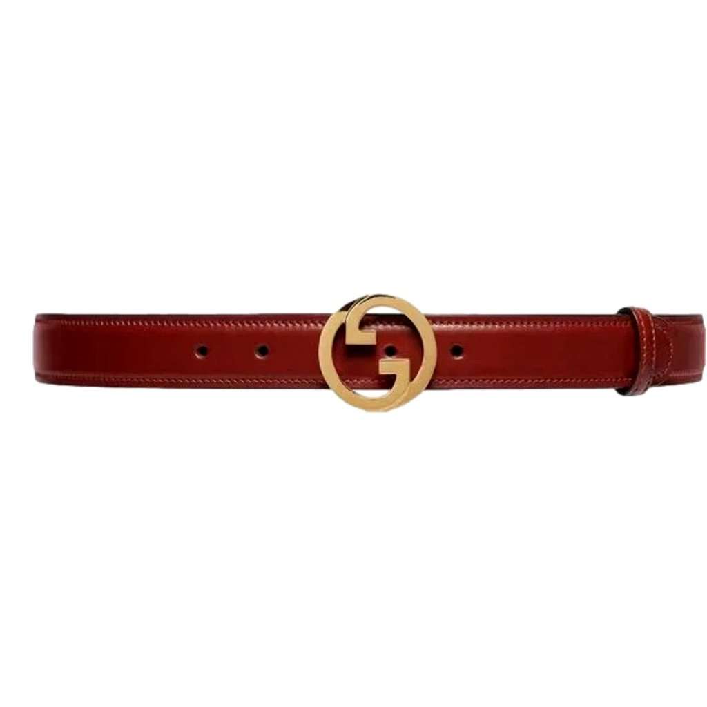 Gucci Gucci Blondie Leather Burgundy Gold Buckle Belt 105 Red Leather Never worn - Front View