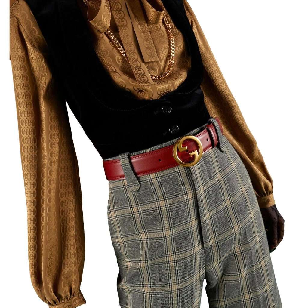 Gucci Gucci Blondie Leather Burgundy Gold Buckle Belt 110 Red Leather Never worn - Inside View