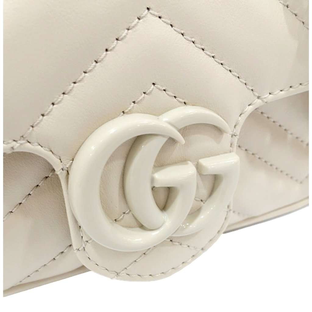 Gucci Gucci Marmont Leather Mini Monochrome White Belt Bag 80 White Leather Never worn - Back View