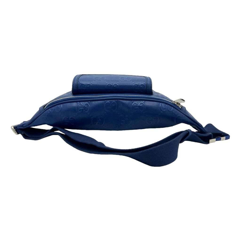 Gucci Gucci Calfskin GG Tennis Embossed Pocket Belt Bag Blue Blue Leather Never worn - Inside View