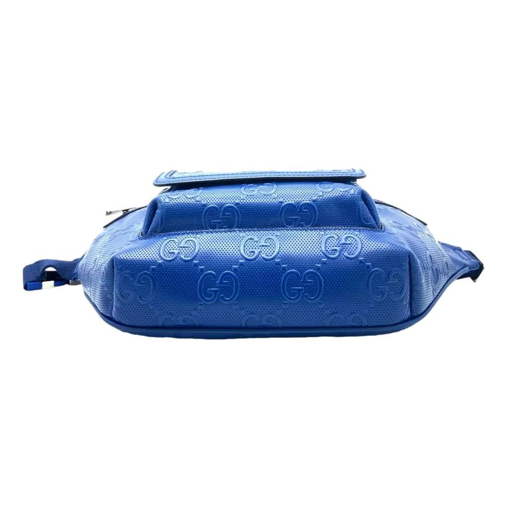 Gucci Gucci Calfskin GG Tennis Embossed Pocket Belt Bag Blue Blue Leather Never worn - Box View