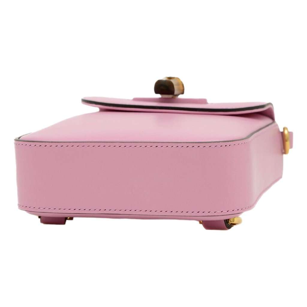 Gucci Gucci Bamboo 1947 Mini Pink Leather Top Handle Crossbody Bag Pink Leather Never worn - Box View