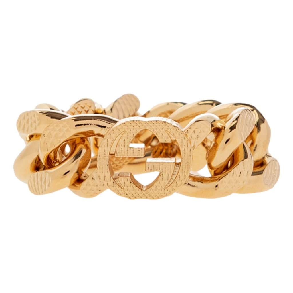 Gucci Gucci Interlocking G Textured Chain Ring Gold Tone Gold Never worn - Front View