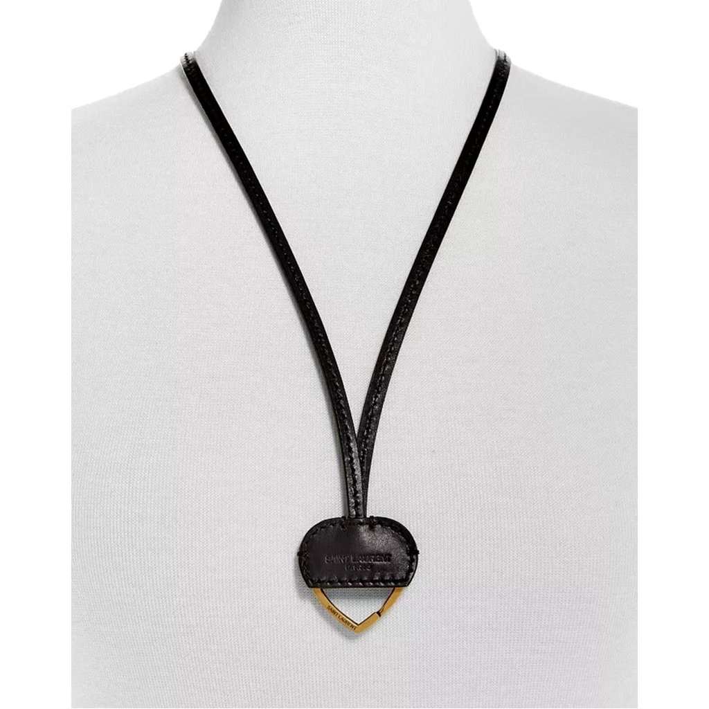 Saint Laurent Saint Laurent Black Patent Leather Heart Keyring Necklace Black Leather Never worn - Box View