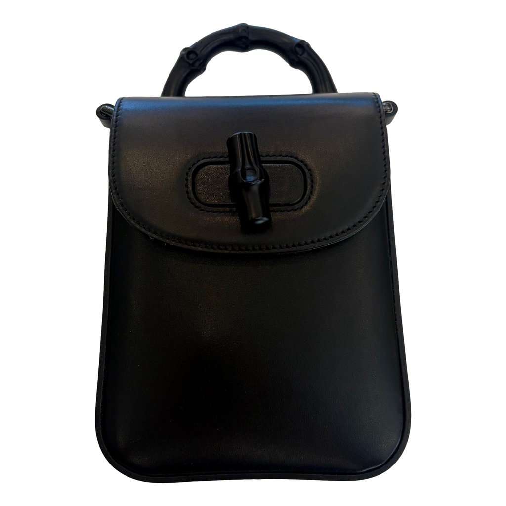 Gucci Gucci Bamboo 1947 Mini Black Leather Top Handle Crossbody Bag Black Leather Never worn - Front View