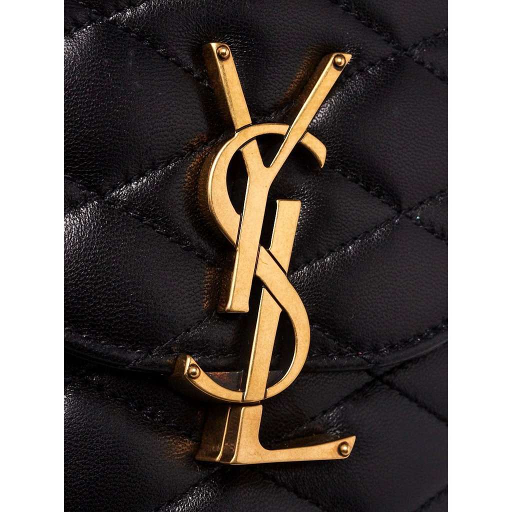 Saint Laurent Saint Laurent June Quilted Leather Crossbody Bag in Black with Gold Hardware YSL Closure Black Leather Never worn - Model View