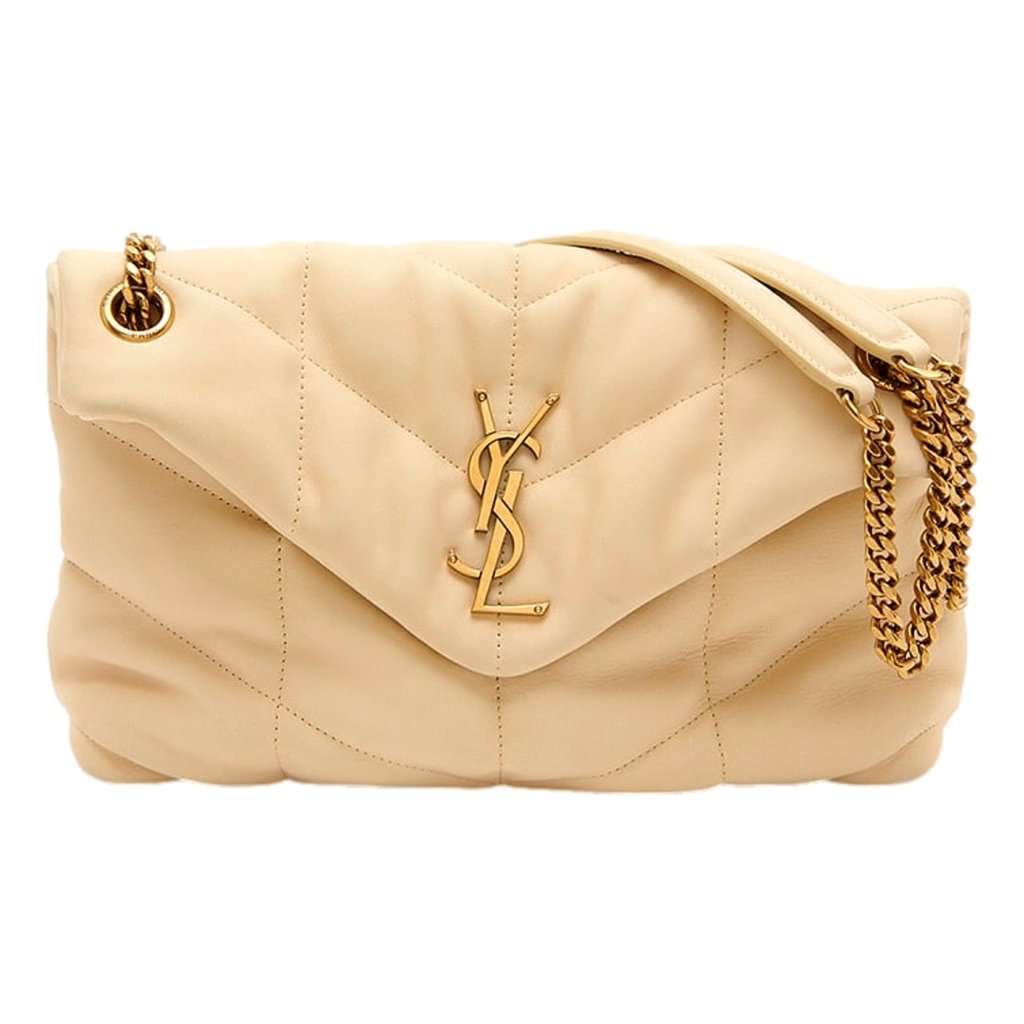Saint Laurent Saint Laurent Lou Puffer Medium Shoulder Bag in Quilted Leather Beige Leather Never worn - Front View