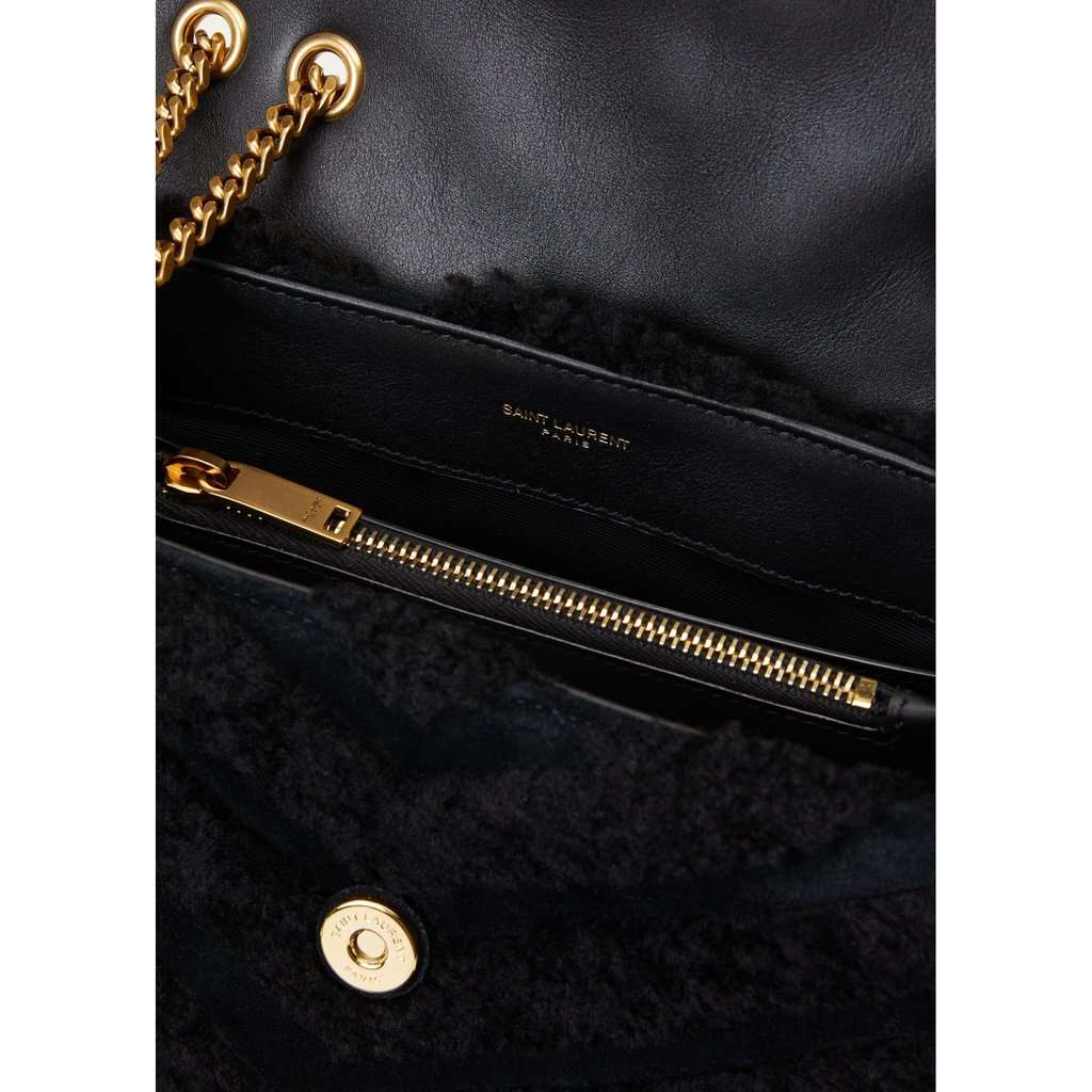 Saint Laurent Saint Laurent Loulou Black Shearling Medium Shoulder Bag Black Leather Never worn - Back View