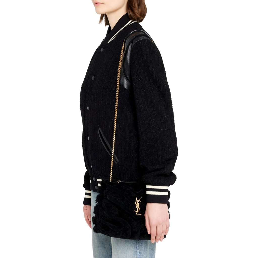 Saint Laurent Saint Laurent Loulou Black Shearling Medium Shoulder Bag Black Leather Never worn - Box View