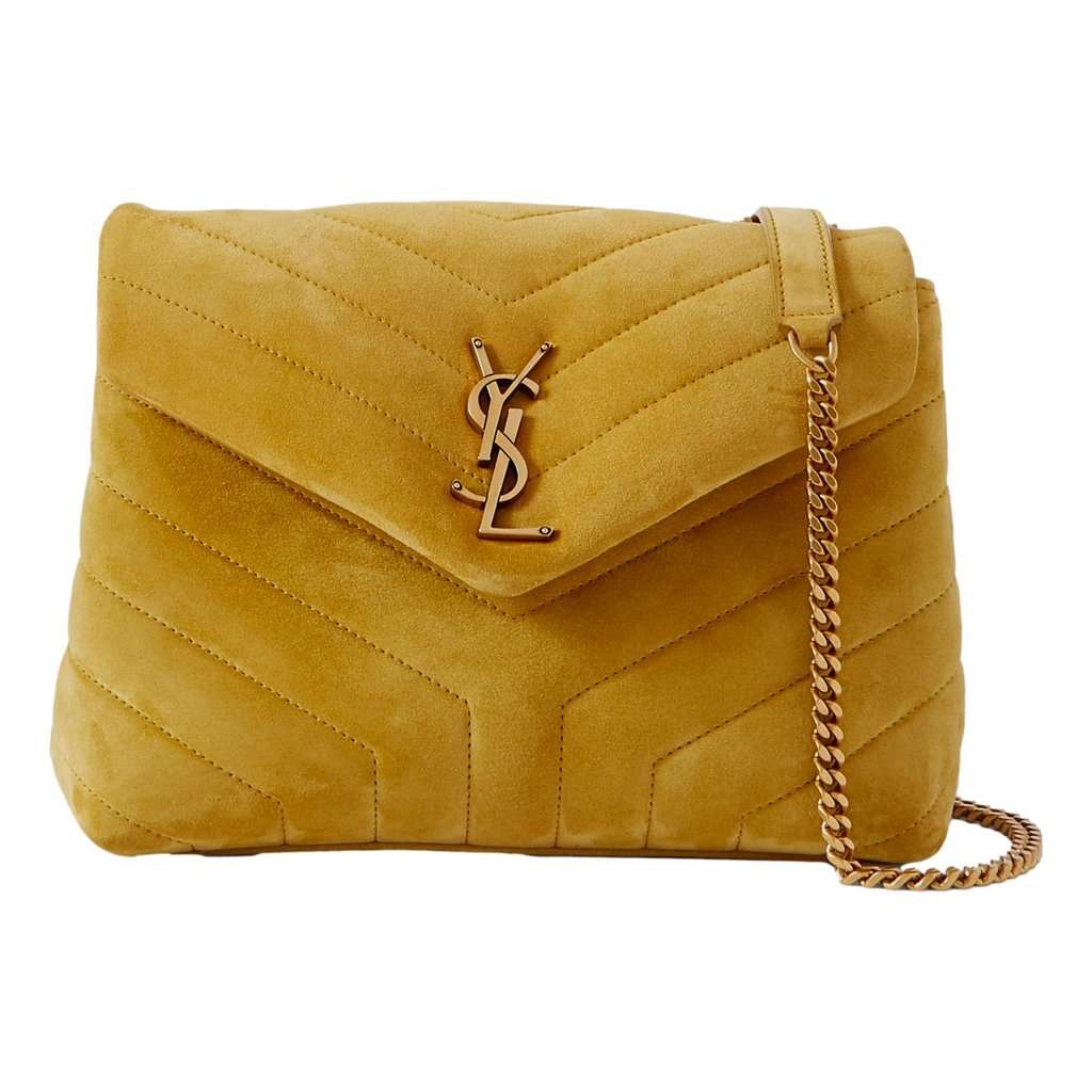 Saint Laurent Saint Laurent Loulou Monogram Chartreuse Suede Medium Shoulder Bag Yellow Leather Never worn - Front View
