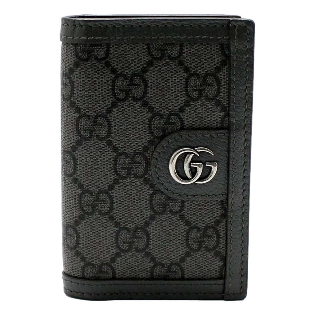 Gucci Gucci Ophidia Silver Gray Supreme Bifold Card Case Wallet Brown Canvas Never worn - Front View