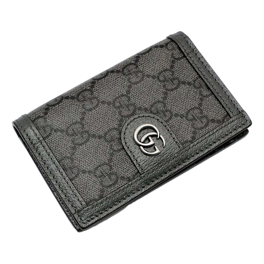 Gucci Gucci Ophidia Silver Gray Supreme Bifold Card Case Wallet Brown Canvas Never worn - Back View