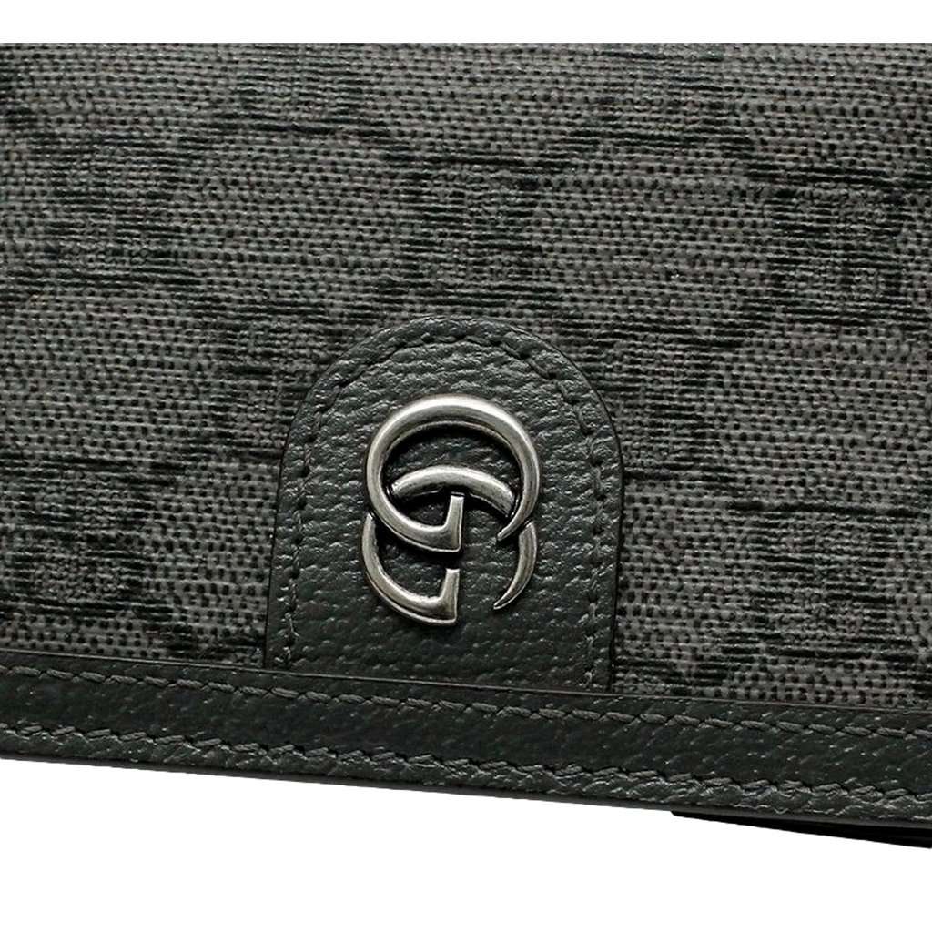 Gucci Gucci Ophidia Silver Gray Supreme Bifold Card Case Wallet Brown Canvas Never worn - Model View