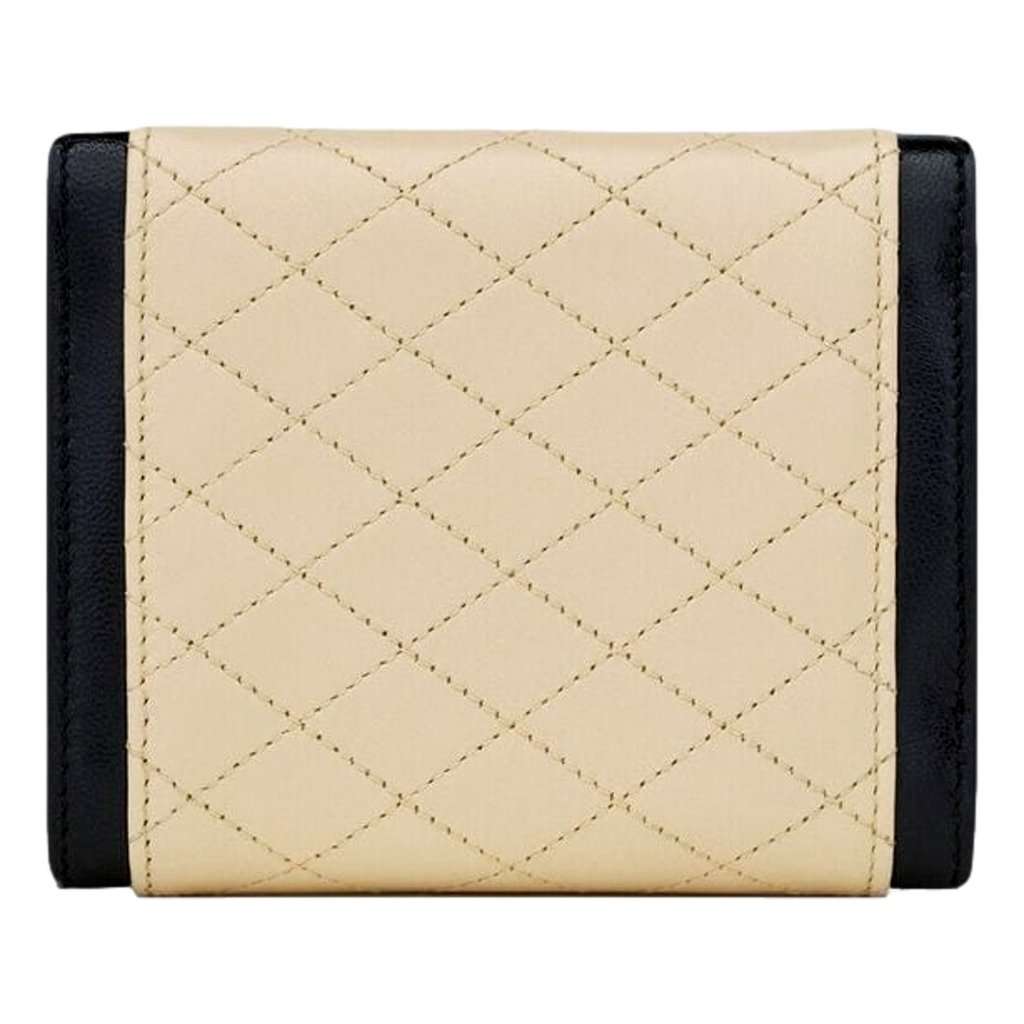Saint Laurent Saint Laurent Gaby Small Envelope Wallet Cream Black Quilted Lambskin YSL Gold Logo Pink Leather Never worn - Back View