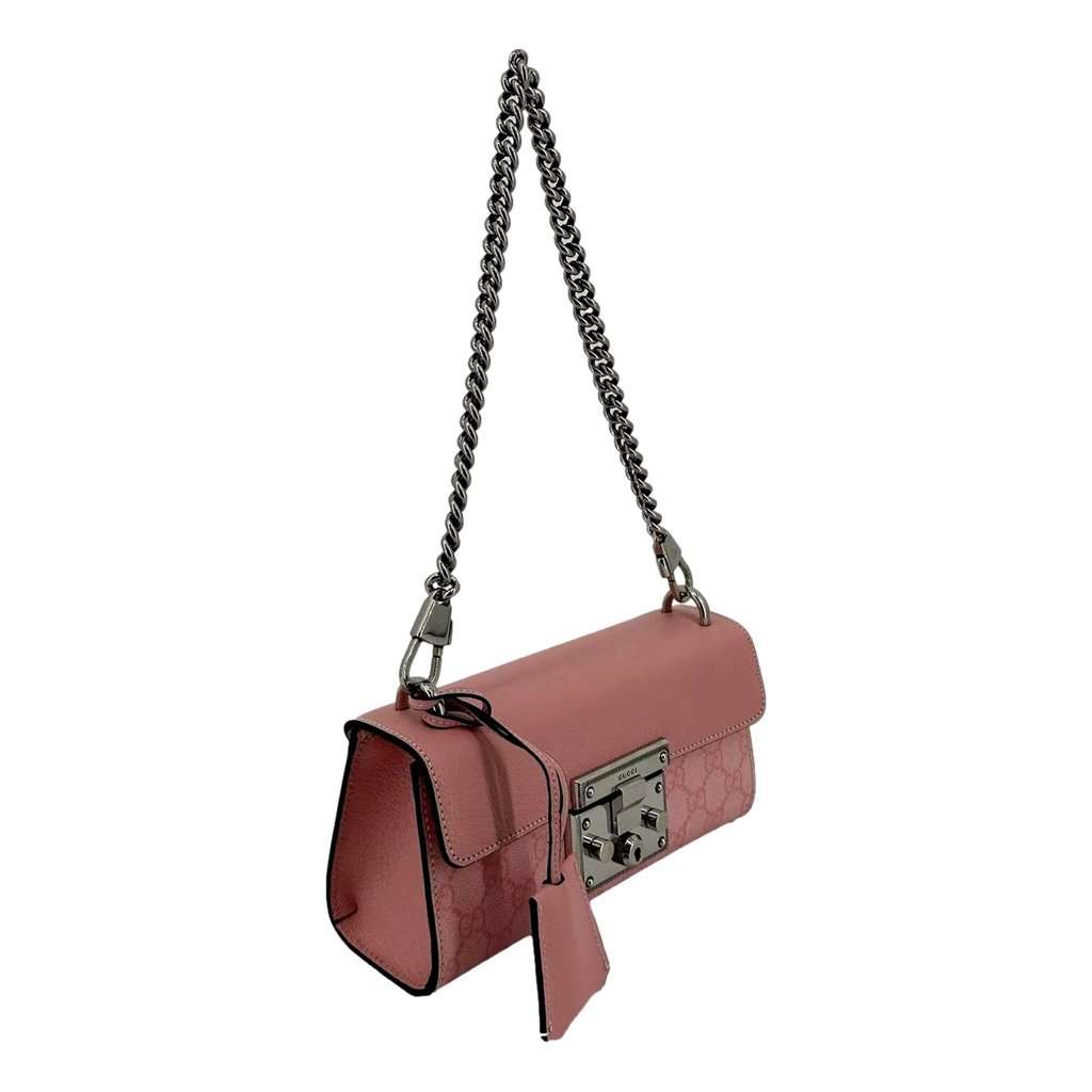 Gucci Gucci Padlock Small Handbag Pink GG Supreme Canvas Chain Shoulder Bag Pink Canvas Never worn - Model View