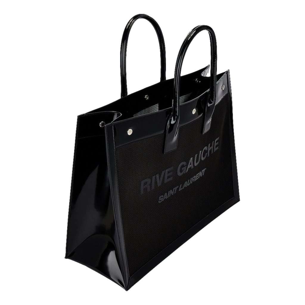 Saint Laurent Saint Laurent Rive Gauche Large Tote Bag Black Nylon Leather Trim Silver Hardware Black Never worn - Inside View