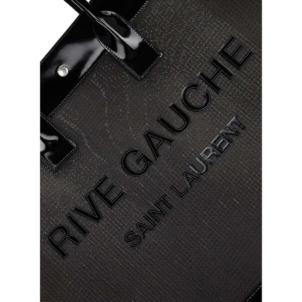 Saint Laurent Saint Laurent Rive Gauche Large Tote Bag Black Nylon Leather Trim Silver Hardware Black Never worn - Model View