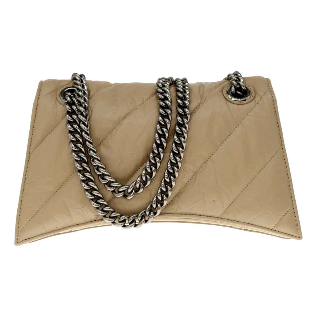 Balenciaga Balenciaga Crush Quilted Leather Chain Shoulder Bag Taupe Silver Hardware Brown Leather Never worn - Back View