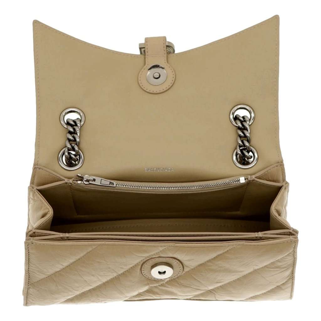 Balenciaga Balenciaga Crush Quilted Leather Chain Shoulder Bag Taupe Silver Hardware Brown Leather Never worn - Inside View
