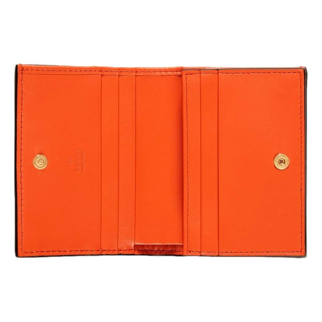 Gucci Gucci GG Quilted Matelassé Leather Card Case Wallet In Orange Orange Leather Never worn - Model View