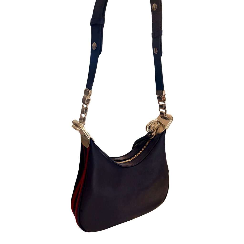 Gucci Gucci Attaché Small Navy Leather Shoulder Crossbody Bag G Clasp Web Stripe Navy Leather Never worn - Box View