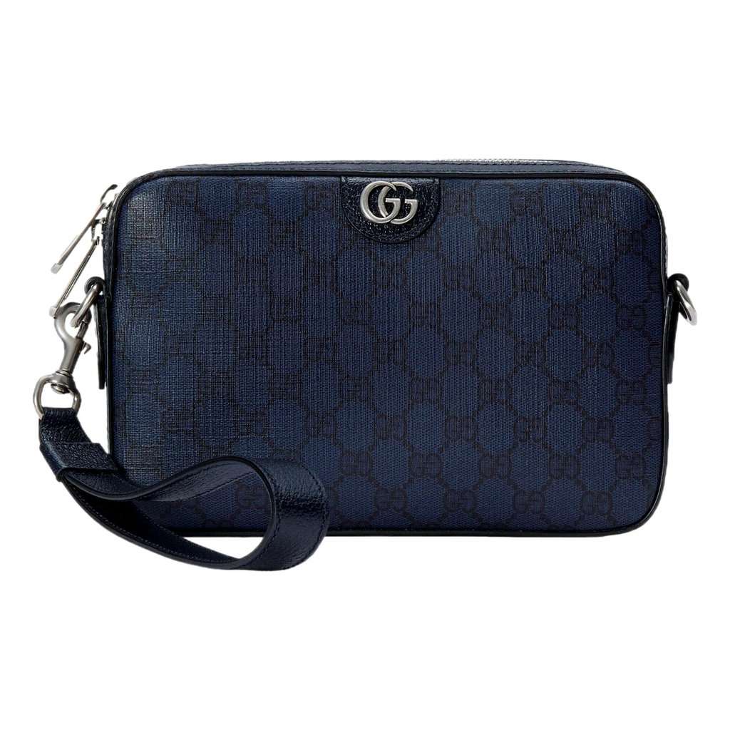 Gucci Gucci GG Supreme Canvas Ophidia Small Crossbody Bag in Navy Blue Blue Leather Never worn - Back View