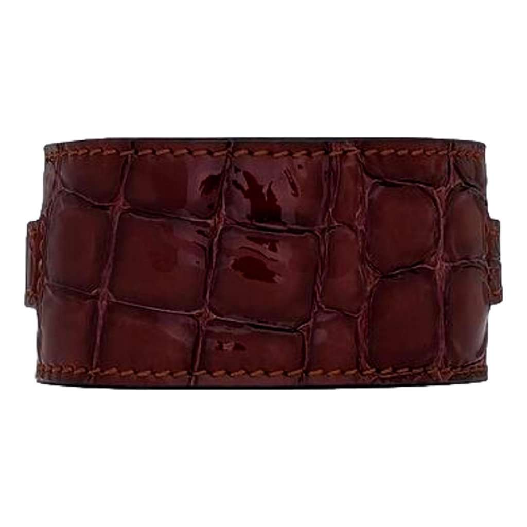 Saint Laurent Saint Laurent Le Carre Red Croc Embossed Leather Double Wrap Bracelet Gold Square Clasp Small Red Leather Never worn - Back View