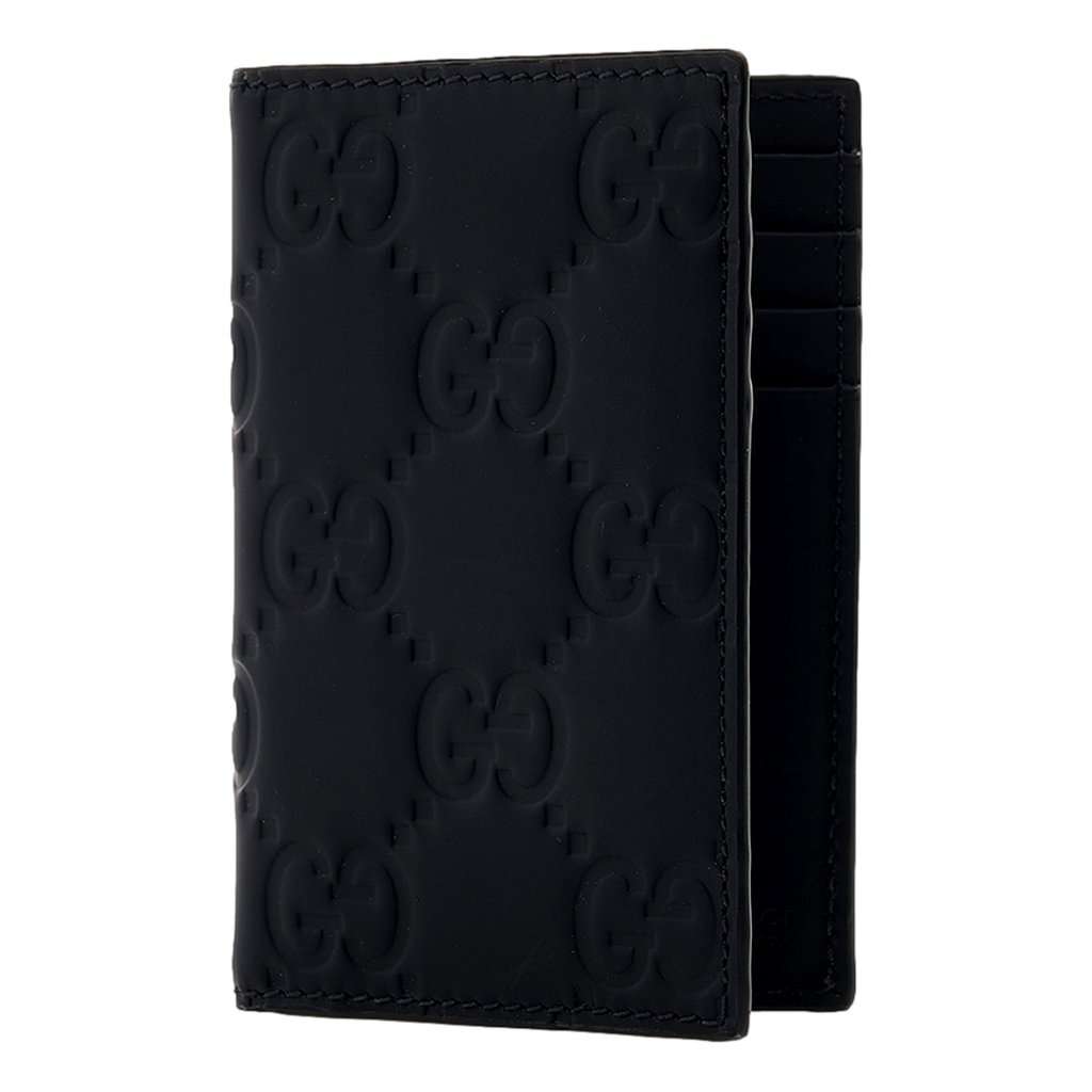 Gucci Gucci GG Rubber Effect Long Card Case Black Leather Wallet Black Leather Never worn - Back View