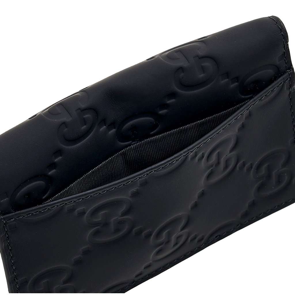 Gucci Gucci GG Rubber Effect Long Card Case Black Leather Wallet Black Leather Never worn - Box View