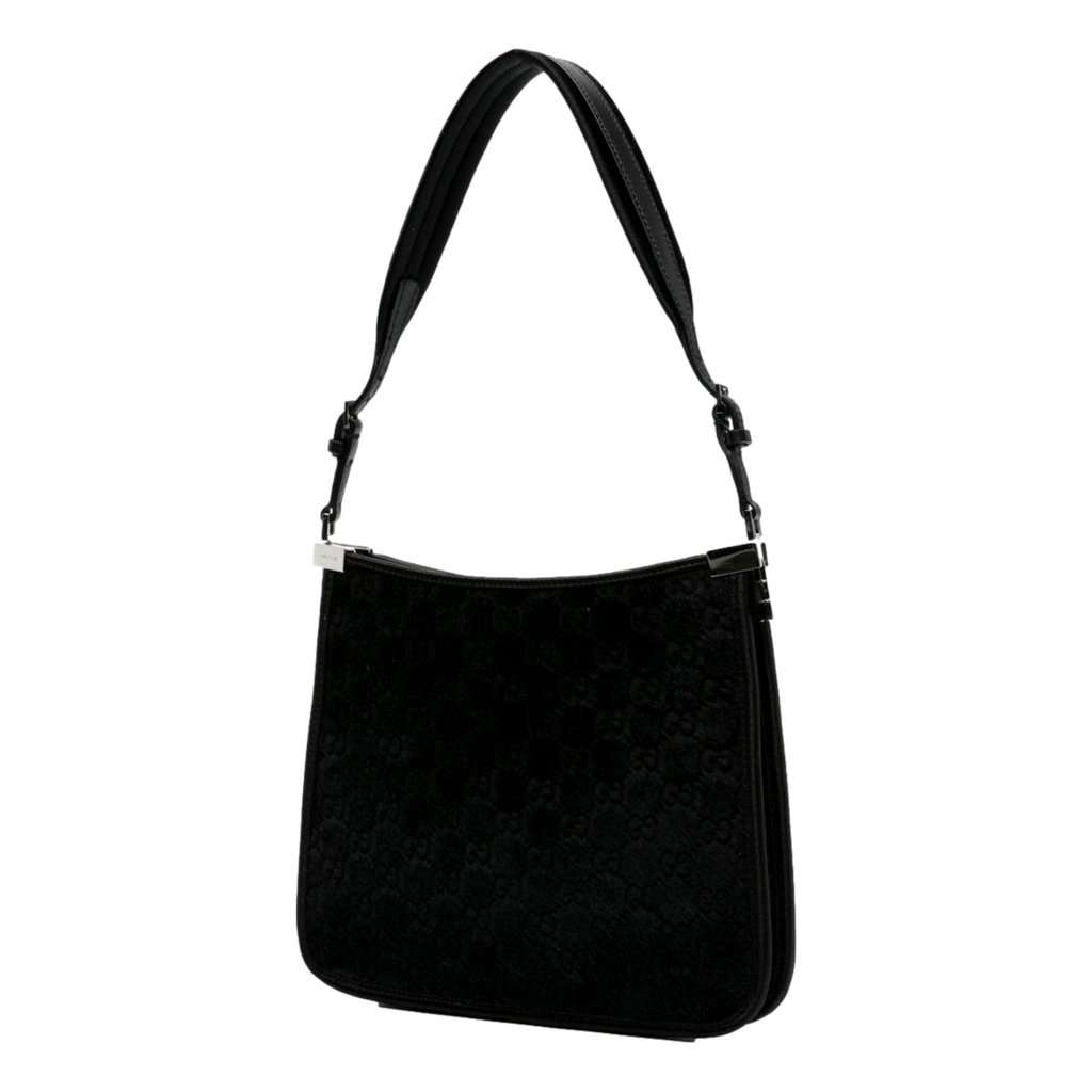 Gucci Gucci Horsebit Black Fur Slim Shoulder Bag Black Leather Never worn - Back View