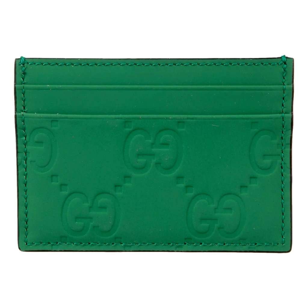 Gucci Gucci GG Leather Rubber Effect Green Card Holder Wallet Green Leather Never worn - Back View