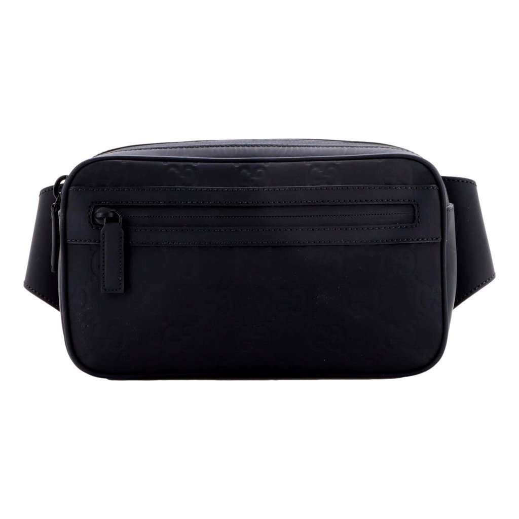Gucci Gucci GG Rubber Effect Small Belt Bag Body Bag Waist Pouch Black Black Leather Never worn - Front View