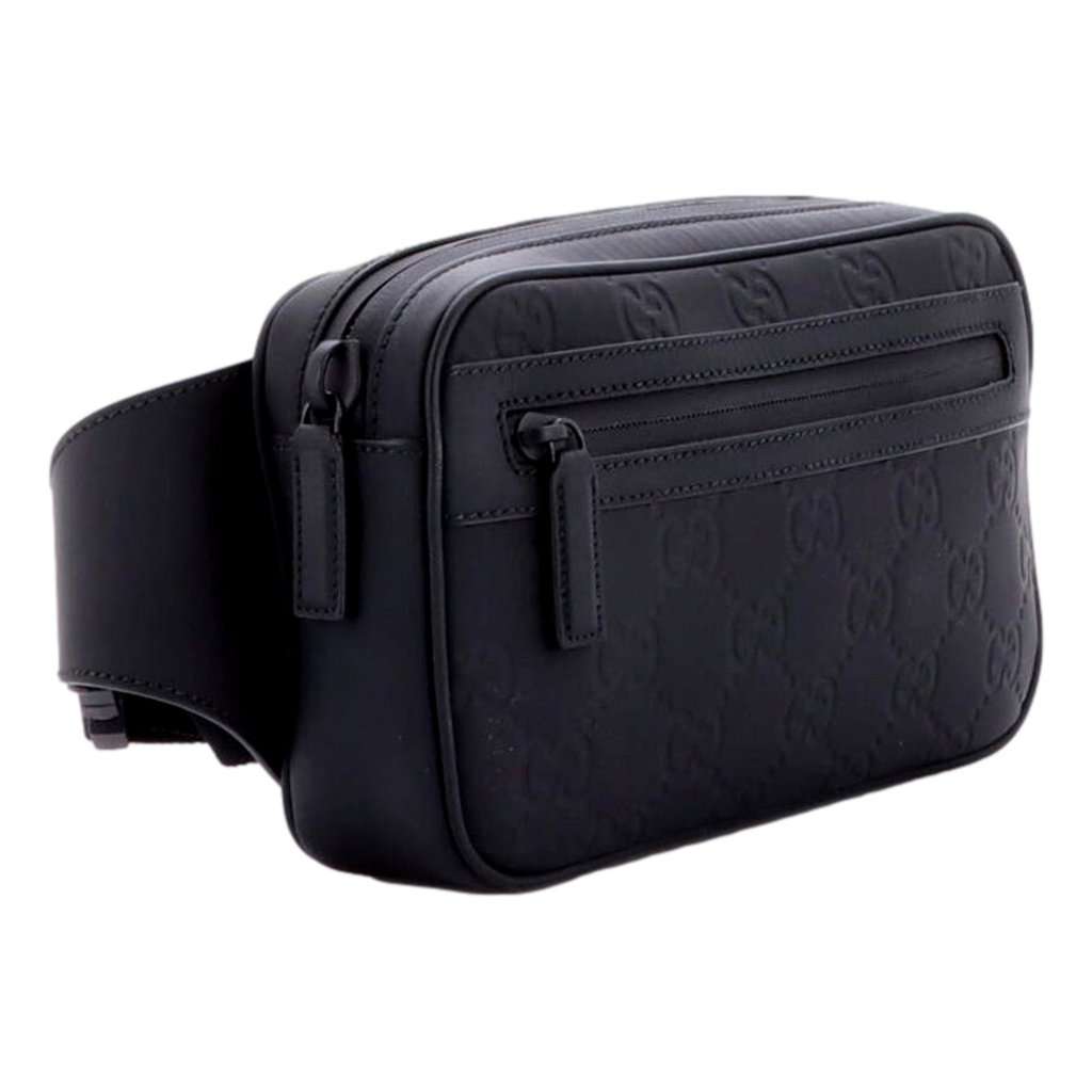 Gucci Gucci GG Rubber Effect Small Belt Bag Body Bag Waist Pouch Black Black Leather Never worn - Back View