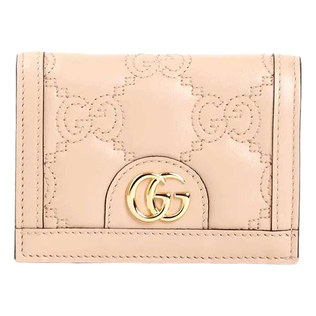 Gucci Gucci GG Matelassé Pink Sand Leather Card Case Wallet Pink Leather Never worn - Front View