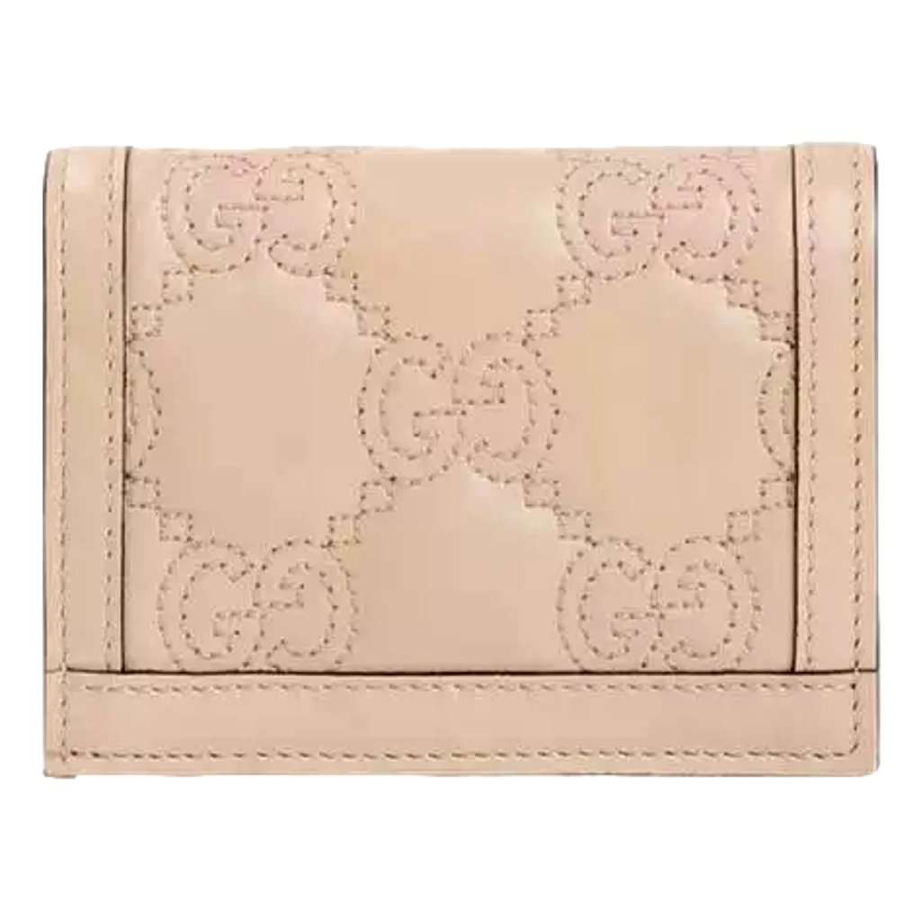 Gucci Gucci GG Matelassé Pink Sand Leather Card Case Wallet Pink Leather Never worn - Model View