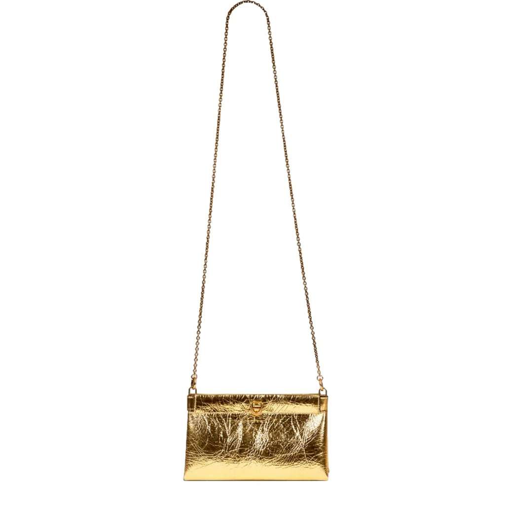 Balenciaga Balenciaga Crush Quilted Metallic Gold Leather Mini Crossbody Chain Bag Gold Hardware Gold Leather Never worn - Model View