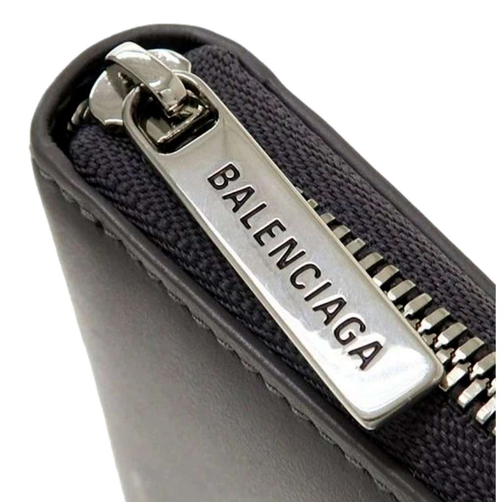Balenciaga Balenciaga Smooth Calfskin Leather Zip Around Coin Case Wallet Gray Silver Hardware Green Leather Never worn - Model View