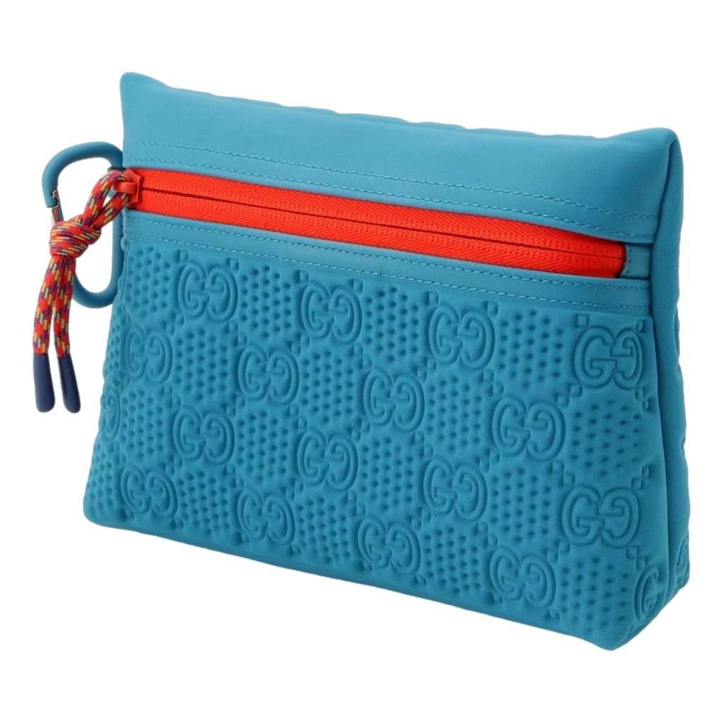Gucci Gucci GG Scuba Neon Blue Small Clutch Pouch Bag Blue Leather Never worn - Model View