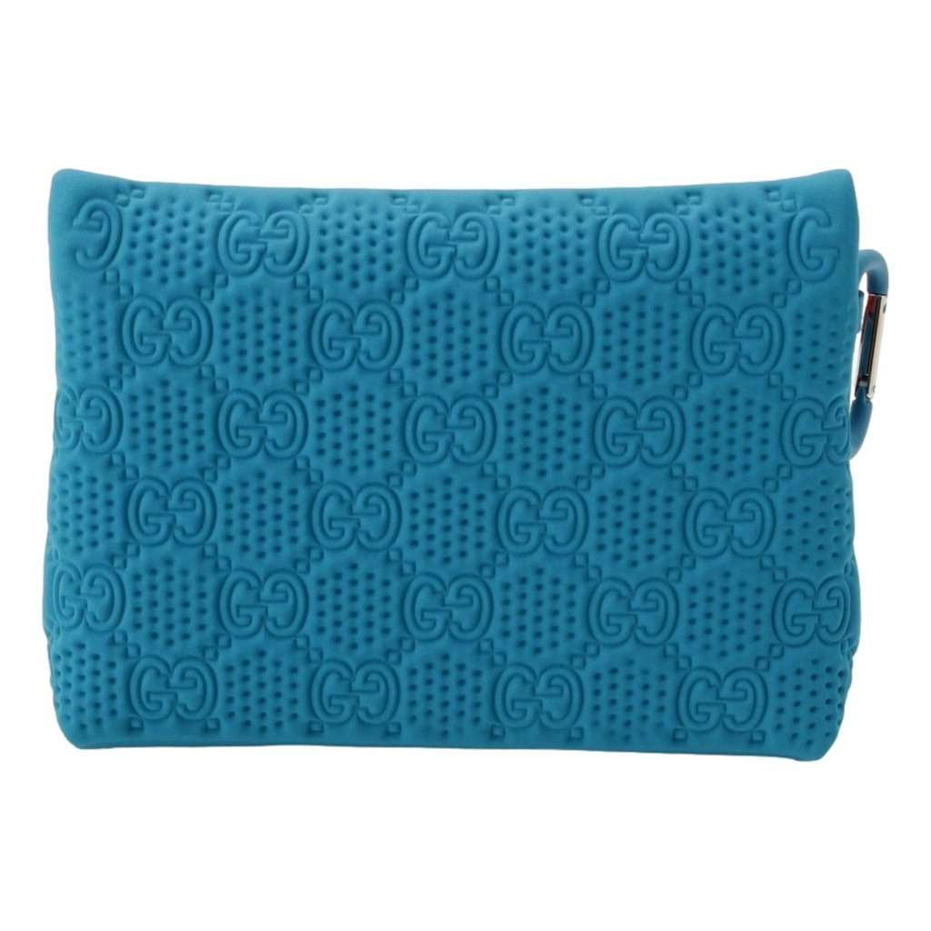 Gucci Gucci GG Scuba Neon Blue Small Clutch Pouch Bag Blue Leather Never worn - Box View