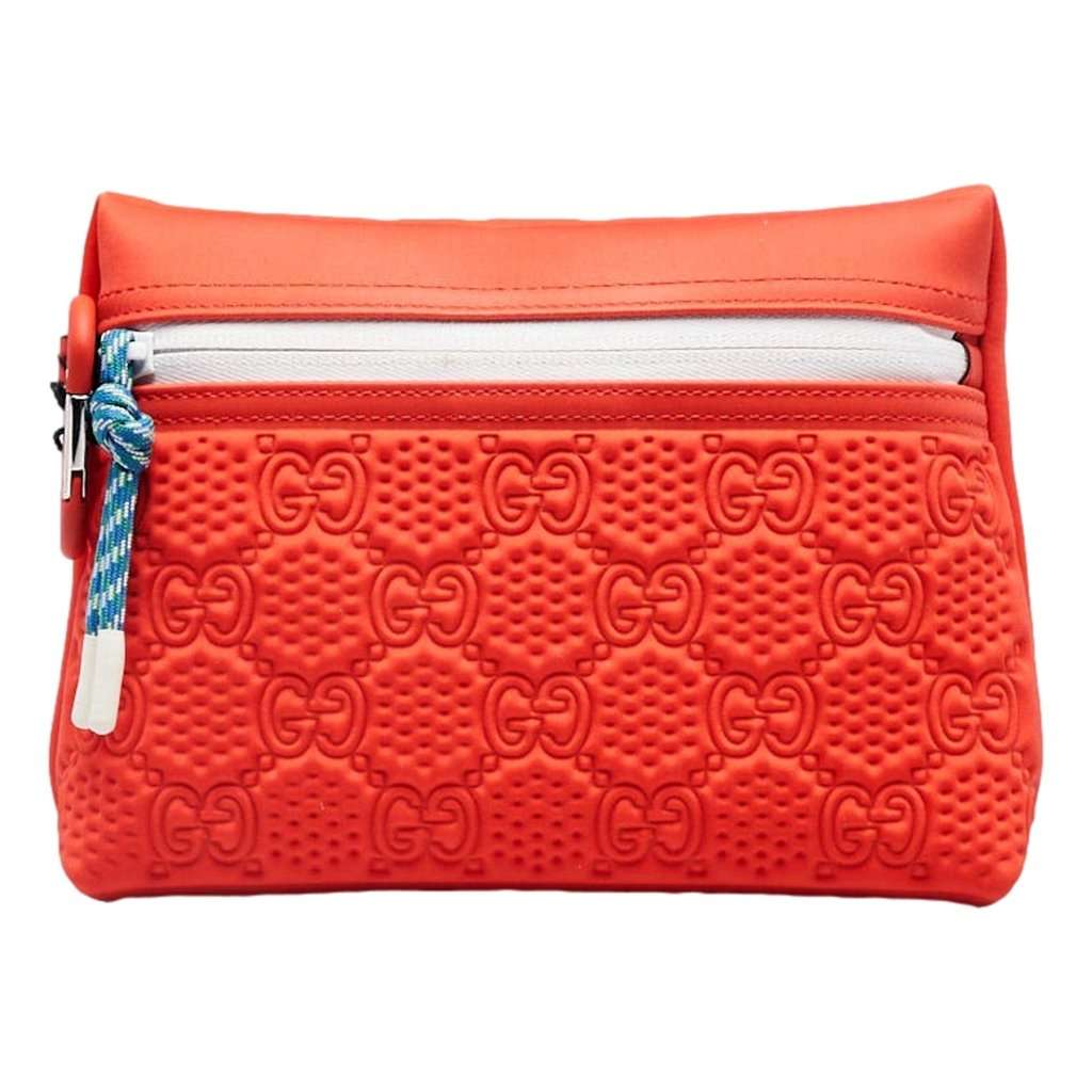 Gucci Gucci GG Scuba Neon Orange Rubber-Effect Small Clutch Pouch Bag Orange Leather Never worn - Front View
