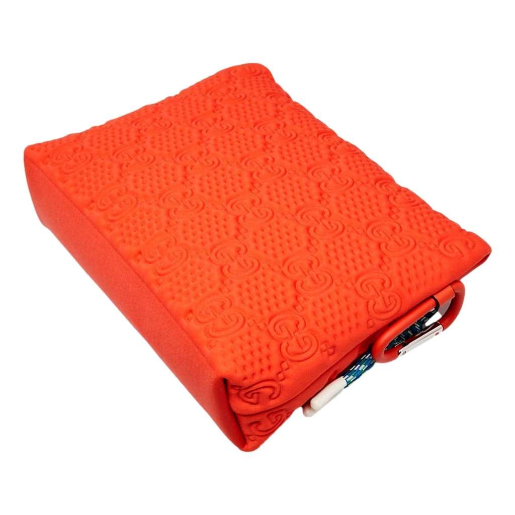 Gucci Gucci GG Scuba Neon Orange Rubber-Effect Small Clutch Pouch Bag Orange Leather Never worn - Back View