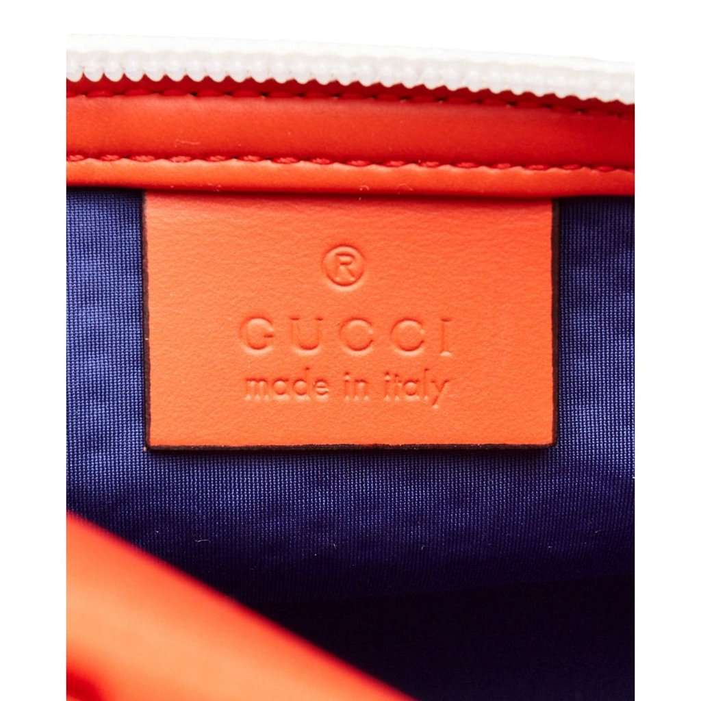 Gucci Gucci GG Scuba Neon Orange Rubber-Effect Small Clutch Pouch Bag Orange Leather Never worn - Model View