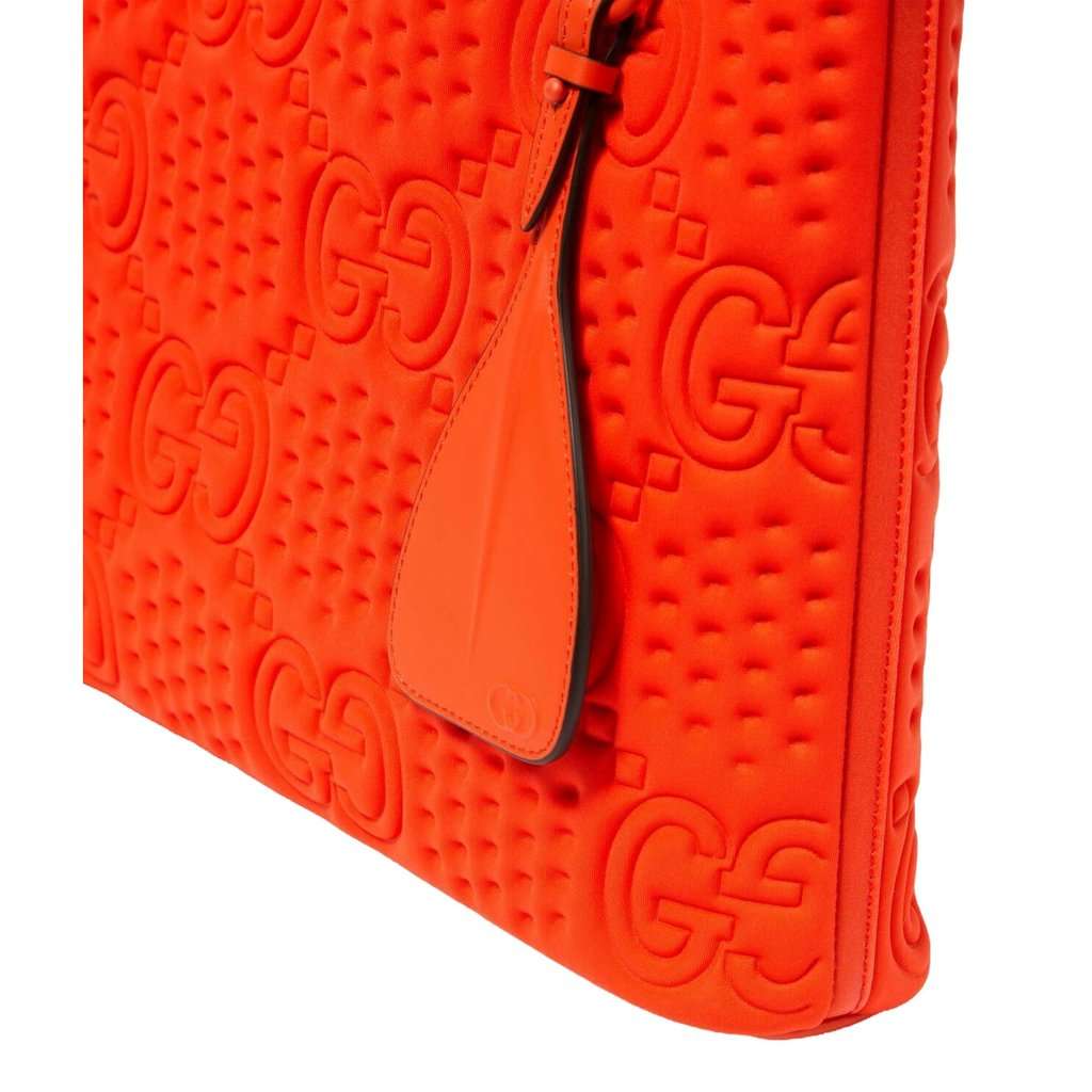 Gucci Gucci Off The Grid GG Embossed Orange Rubber Pouch Clutch Bag Orange Leather Never worn - Inside View