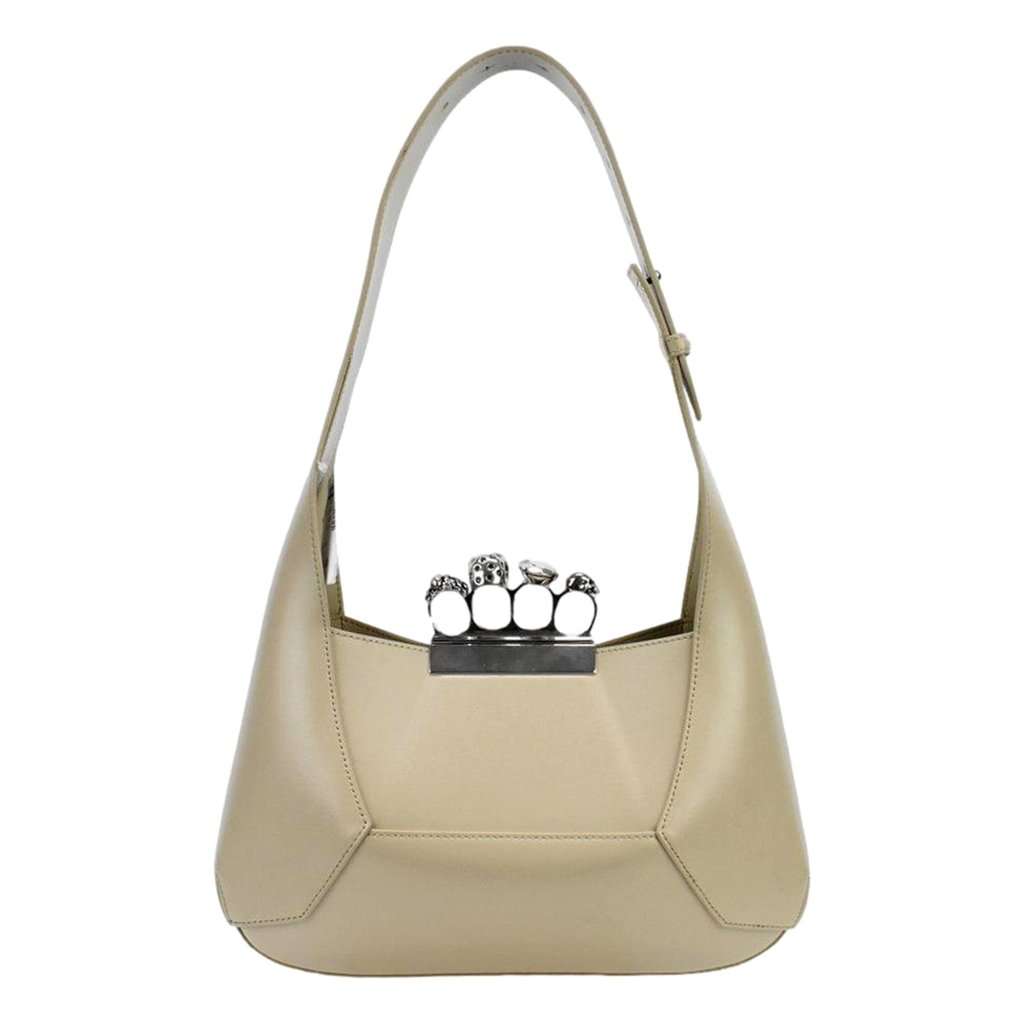 Alexander McQueen Alexander McQueen The Jewelled Leather Shoulder Bag Beige Skull Ring Handle Beige Leather Never worn - Back View