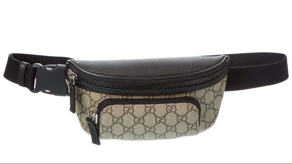 Gucci Gucci GG Supreme Canvas Belt Bag Beige Black Unisex Waist Bag Black Canvas Never worn - Box View
