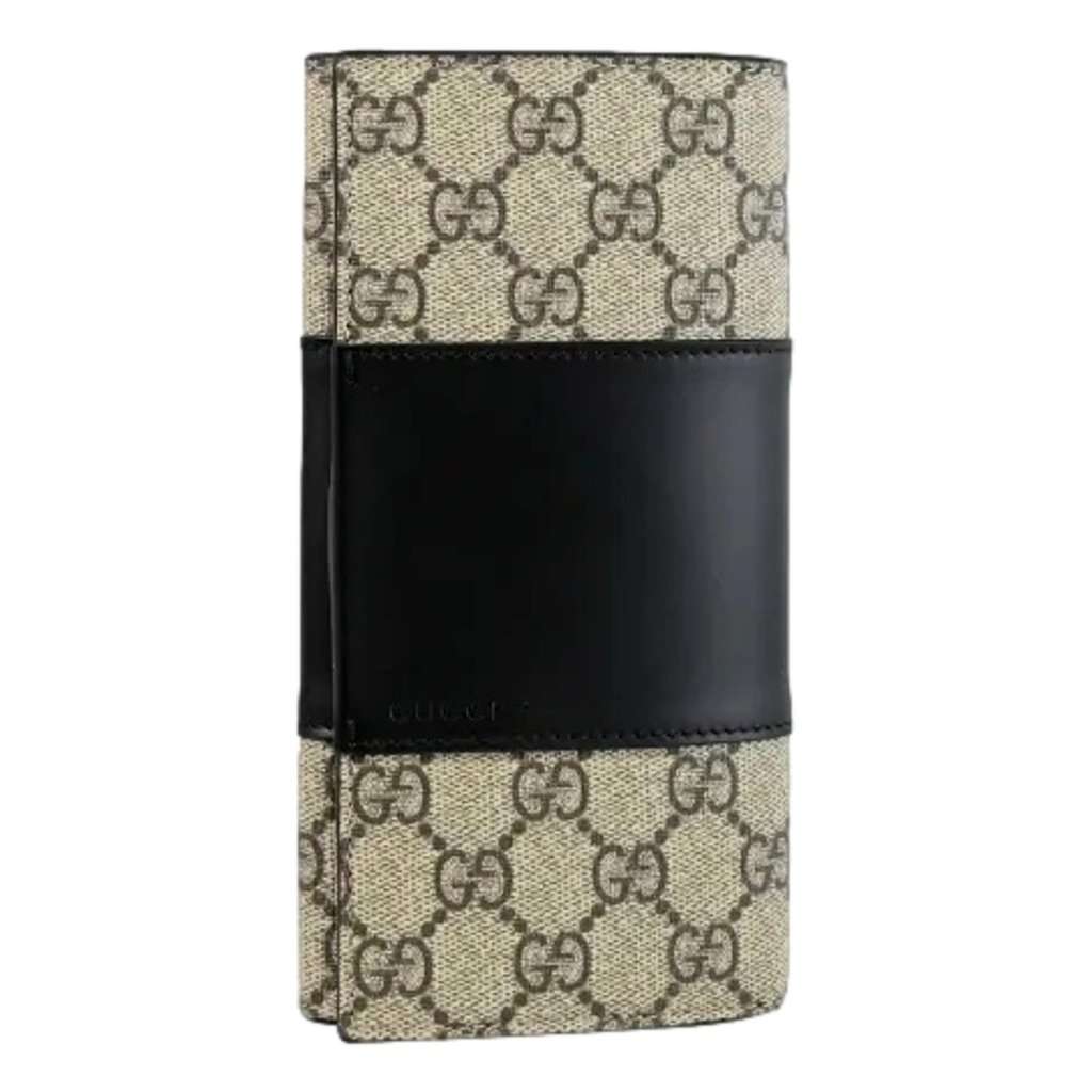 Gucci Gucci GG Supreme Canvas Leather Long Wallet Brown Canvas Never worn - Front View