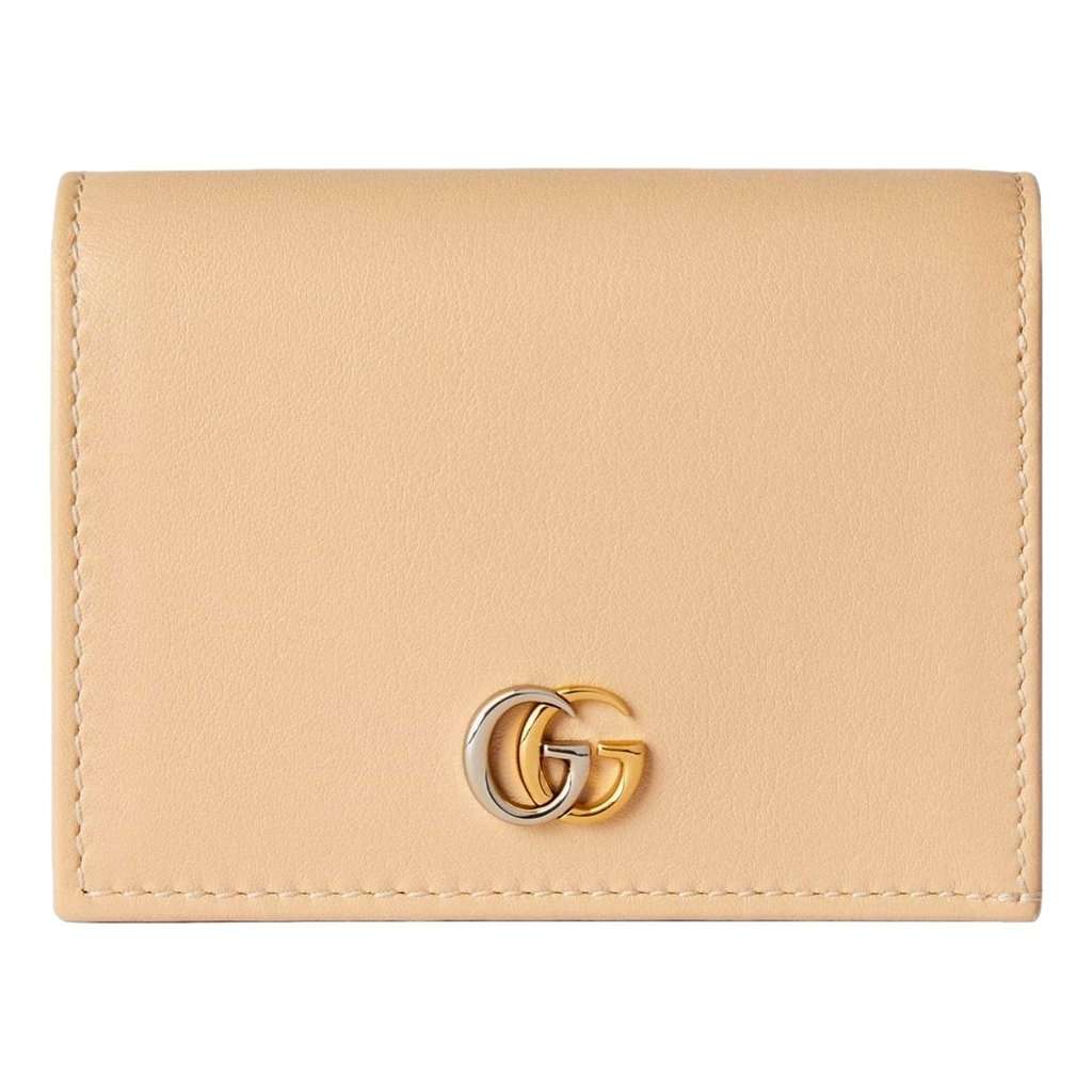Gucci Gucci GG Marmont Dual Tone Metal Soft Calfskin Card Case Light Beige Beige Leather Never worn - Front View